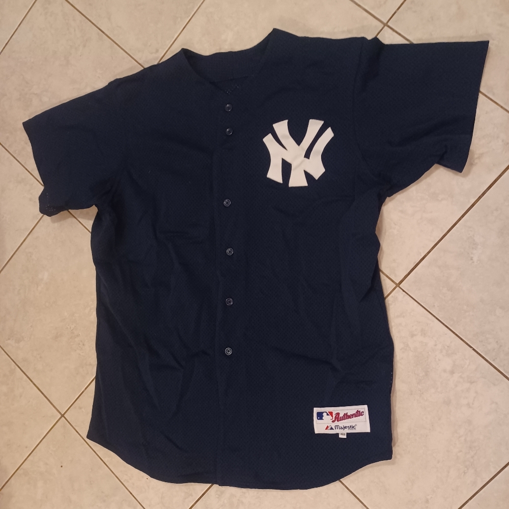 Navy Blue Button-Up Jersey with Logo